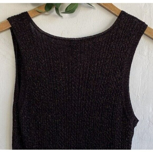 COPY - Chico's Ribbed Tank Top Size 3/XL Black Gold Metallic V-Neck Sweater - Picture 7 of 8
